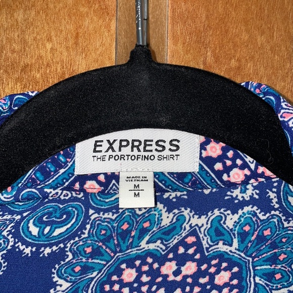 Express Women’s Portofino Paisley Business Dressy Button Down Long Sleeve Shirt - Picture 2 of 3